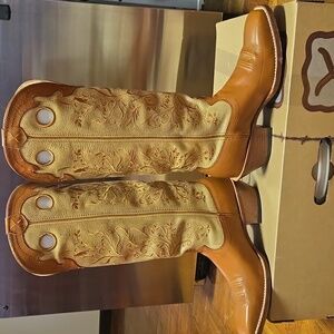 Women's Western BUCKAROO All Leather Boots in Tan and Brown